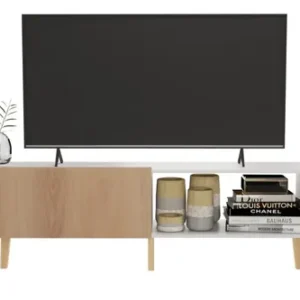 Rack Tv 55 Polegadas Sala Home Estante Organizador Multiuso Cor Branco - Imagem 4