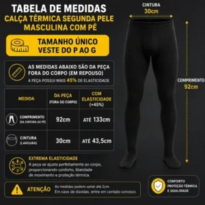 Calça Térmica Masculina Segunda Pele Meia Flanelada Felpuda - Imagem 5