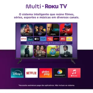 Smart Tv Multi 32 Dled Hd Roku Wi-fi Preto - Imagem 4