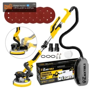 Lixadeira Teto E Parede Telescópica Profissional Com Led E Saco Coletor The Black Tools Btl750 750w - Imagem 1