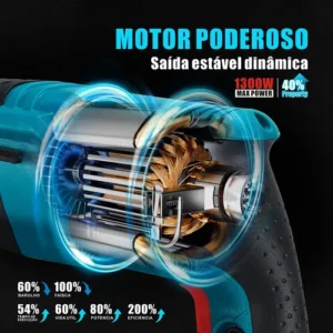 Martelete Perfurador Rompedor Professional 26mm 1300w Sds - Imagem 8