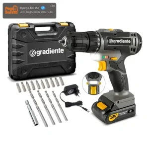 Furadeira Parafusadeira Sem Fio A Bateria Gpb12vd 12v 3/8 10mm Com Maleta E Acessórios Gradiente - Imagem 1