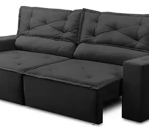 Sofá Retrátil E Reclinável Com Molas 1,80m Livia Suede Preto - Imagem 7