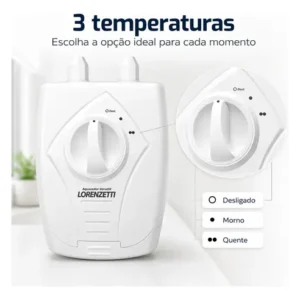 Aquecedor de Água Elétrico Lorenzetti Versátil 3 Temperaturas Branco 220V 5500W - Imagem 4