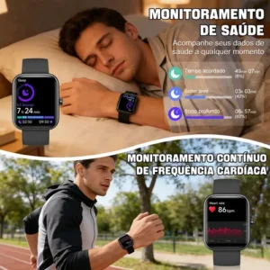 Relógio Inteligente Smartwatch Alexa Chamadas NOVANTE Masculino Feminino Esportivo Ip68 Bluetooth Notificações Instantâneas Tela Hd 1.83 300mAh 10Dias Monitor Cardíaco Spo2 Sono Ecg Pagamento Offline - Imagem 5