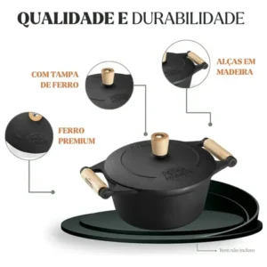 Caçarola Tradição Ferro 20x16 Cm 2,5 L Tampa Panela Mineira - Imagem 3
