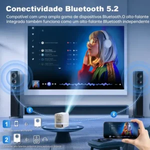 Projetor Inteligente AOC T6Plus-EU Full HD 1080p com Wi-Fi 6, Bluetooth e Android 12 - Imagem 6