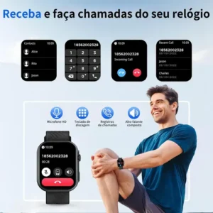 Smartwatch PEJE ZW03 Tela AMOLED 2.13" 2 Pulseiras À Prova d'Água Bluetooth Chamadas 120+ Modos Esportivos Masculino Feminino Android iOS - Imagem 5