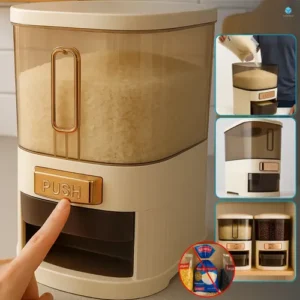 Dispenser De Alimentos 5kg Organizador De Grãos Arroz Cereais Temperos Porta Cereal De Cozinha Com Copo Medidor Pote Plastico Grande Para Armazenamento De Alimentos Pote Organizador Cozinha - Imagem 3