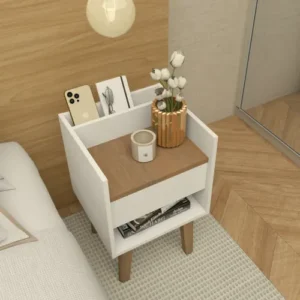Mesa De Cabeceira By House Retrô Luxo Compacta 50cm Fosco Pes E Gaveta - Imagem 7