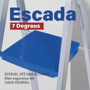 Escada Mor De 7 Degraus Mor Reforçada Tesoura - Imagem 3