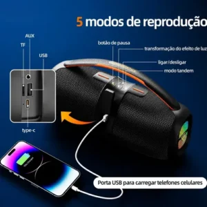 Caixa De Som 200w Bluetooth Graves Potentes Bass Boost Alto - Imagem 8