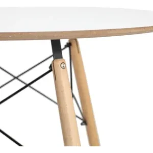 Conjunto Jantar Eames Eiffel Mesa 90cm Branco Com 4 Cadeiras Pés Madeira - Imagem 6
