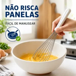 Fuê Fouet Batedor De Ovos Profissional 30cm Inox Cabo Branco - Imagem 5