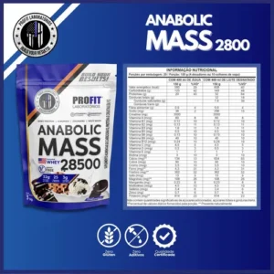 Hipercalórico Anabolic Mass 28500 3kg Profit Labs Cookies And Cream - Imagem 3