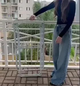 Varal De Chão Abas Slim Dobrável Retrátil Aço Reforçado Mor - Imagem 2