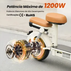 Bicicleta Elétrica Xroymexroy Y16 1200w 48v20ah 100km Branca - Imagem 3