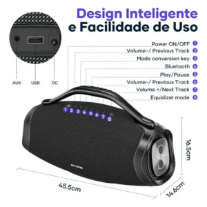 Caixa De Som Sabala Dr-909 200w Bluetooth 36h Tws Ipx6 Cor Preto - Imagem 5
