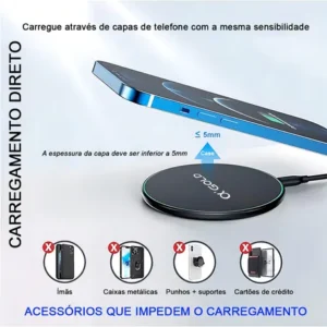 Carregador A'Gold Sem Fio 20W Magnético Indução Preto iPhone Samsung - Imagem 4