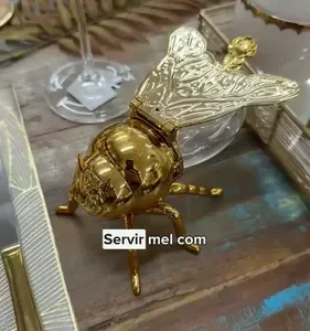 Meleira Abelha De Acrílico Dourada Com Colher - Vencedor - Imagem 2