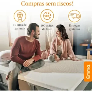Colchão Solteiro Emma Original 88x188cm 3 Camadas de Espuma, Embalado à vácuo, Suporte para Coluna, Alta Respirabilidade, Capa Lavável - Imagem 10