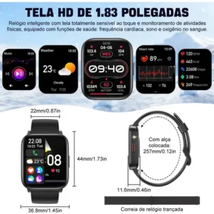 Smartwatch NOVANTE HT 1288 tela de 1.83" com pulseira de silicone - cor preto - Imagem 8