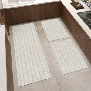 Kit Tapetes De Cozinha Rústico 3 Peças Jogo Listrado 100% Algodão Natural Lavável Decorativo - Imagem 3