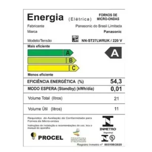 Micro-ondas De Mesa Panasonic, 21 Litros, Branco, Espelhada - Imagem 9
