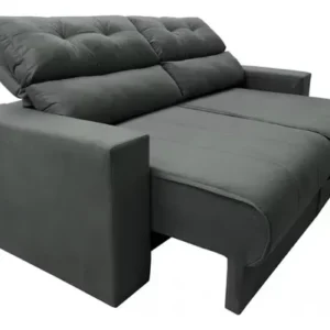 Sofá 3 Lugares Clean Retrátil Reclinável Cama Inbox - Cinza - Liso - Imagem 4