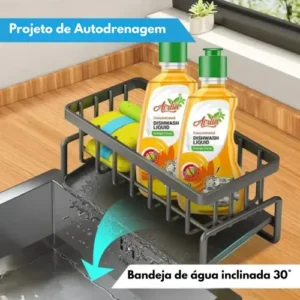 Pia Organizador Detergente Esponja Suporte Cozinha Em Metal - Imagem 5