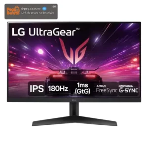Monitor Gamer LG UltraGear 24” 24GS60F-B IPS Full HD 180Hz 1ms (GtG) NVIDIA® G-SYNC® AMD FreeSync™ HDR10 sRGB 99% HDMI DisplayPort - Imagem 1