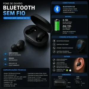 Fone De Ouvido Bluetooth 5.0 Sem Fio - Imagem 7