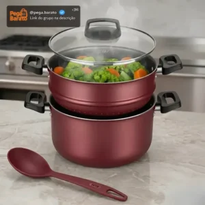 Panela Cozinha A Vapor 4 Em 1 Caçarola Banho Maria 3,2l Mta - Imagem 1