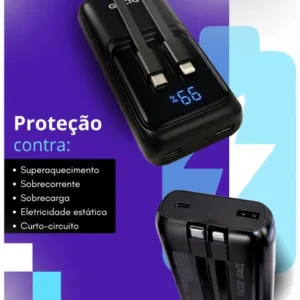 Carregador Portátil 20000 Turbo 22.5w Power Bank Premium Universal Rápido Voo Transporte Aéreo Para Samsung iPhone Xiaomi Motorola Celular Smartwatch Tablet Casenn Preto - Imagem 6