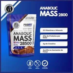 Hipercalórico Anabolic Mass 28500 3kg Profit Labs Sabor Chocolate - Imagem 4