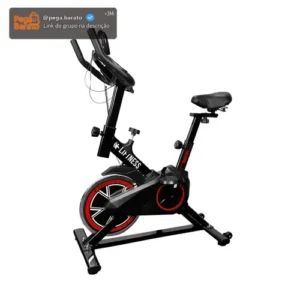 Bicicleta Spinning Premium Liftness Com Visor e Medidor de Pulso Ergométrica Semi Profissional Bike Sport Preto - Imagem 1