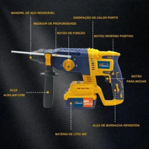 Kit 48v Ferramenta Lixadeira Martelete Parafusadeira Impacto - Imagem 8