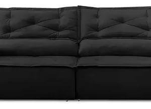 Sofá Retrátil E Reclinável Com Molas 1,80m Livia Suede Preto - Imagem 5