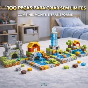 Kit 100 Blocos Magnéticos De Montar Construção Brinquedo - Imagem 3