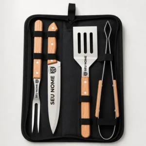 Kit Churrasco 4 Em 1 Personalizado Faca Pegador Logo Brinde - Imagem 9