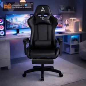 Cadeira Gamer Ergonômica Alpha Rija de Couro Sintético Preta - Imagem 1