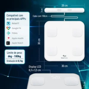 Balança De Bioimpedância Profissional 8 Sensores Digital App - Relaxmedic - Imagem 4