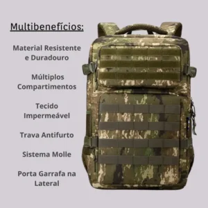Mochila Tática Militar Impermeável 30 Litros Super Reforçada - Imagem 7
