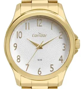 Kit x3 Relógio Feminino Dia A Dia Dourado Fundo Prata Condor - Imagem 4