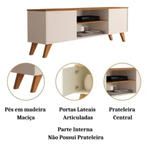 Rack Sala Estante Tv 58 Polegadas Home Bancada Helena - Imagem 5