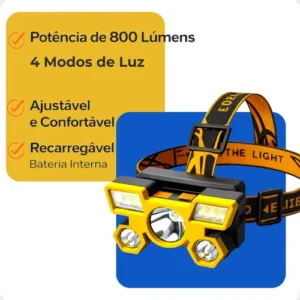 Lanterna De Cabeça Farol Led Forte Potente Recarregável Usb Ajustável Cor Da Luz Branca Oficina Mecânica Pesca Camping Bike Ciclismo Apegashop - Imagem 3