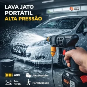 Lava Jato Portátil Alta Pressao Lavadora 2 Baterias + Maleta Preto Recarregavel Elétrica Lavar Carro Profissional Potência Turbo Limpeza Compacta Potente Regulável Lavagem Automotivo - Imagem 11