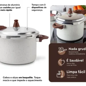 Panela Pressao Brinox 4952/103 Ceramic Pressure Indução 6,8l Vanilla - Imagem 4