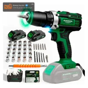 Parafusadeira Furadeira 21v 1300mah Com 2 Baterias Recarregável Sem Fio Maleta Completa Several Importados - Imagem 1