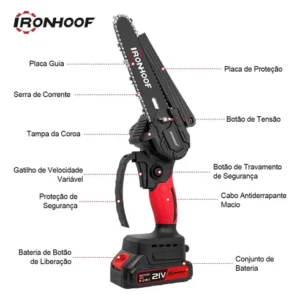 Mini Motosserra A Bateria 6 Pol Portatil Potente Brushless - Imagem 9